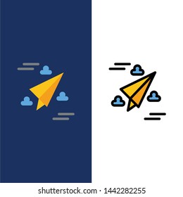 Web, Design, Paper, Fly  Icons. Flat and Line Filled Icon Set Vector Blue Background