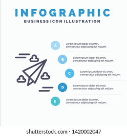 Web, Design, Paper, Fly Line icon with 5 steps presentation infographics Background