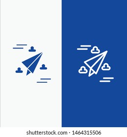 Web, Design, Paper, Fly Line and Glyph Solid icon Blue banner Line and Glyph Solid icon Blue banner. Vector Icon Template background