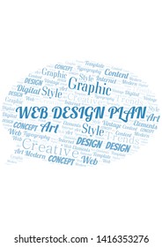 Web Design Plan word cloud. Wordcloud made with text only.