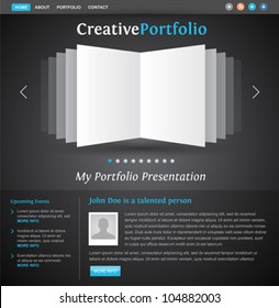 web design portfolio template - book pages view - creative layout for designers and photographers - easy editable vector