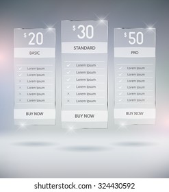 Web Design Pricing Tables Template Vector Mock Up