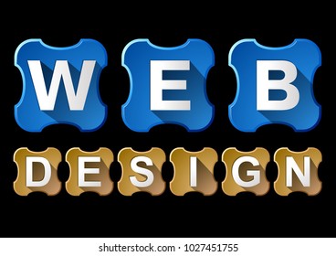 Web design puzzle lettering on the black background