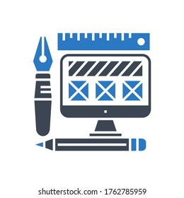 Web Design Related Vector Glyph Icon. Isolated on White Background. Vector Illustration.