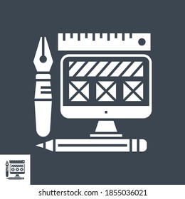 Web Design Related Vector Glyph Icon. Isolated on Black Background. Vector Illustration.