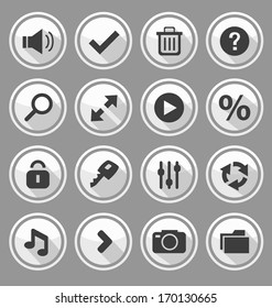Conjunto blanco de botones redondos de diseño Web. Ilustración del vector