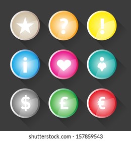 Web design rounded buttons with icons