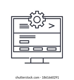 Web design school icon, linear isolated illustration, thin line vector, web design sign, outline concept symbol with editable stroke on white background.