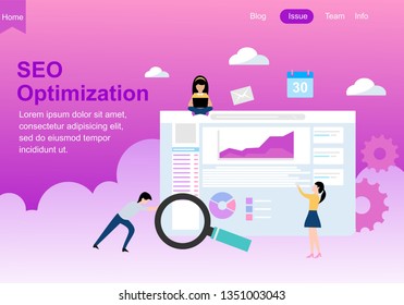 Web design for SEO, teamwork and business strategy. Modern website vector illustration