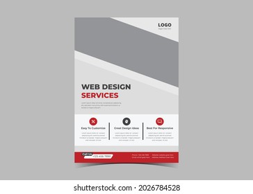 Web design service flyer template idea concept. Web design and development services flyer poster leaflet template sample