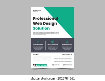 Web design service flyer template idea concept. Web design and development services flyer poster leaflet template sample
