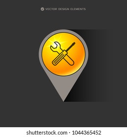 Icono de diseño web de herramientas de servicio. Ilustración del vector