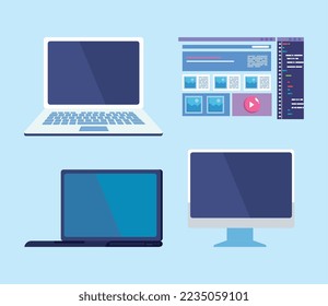 web design set four icons