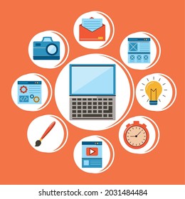 web design set nine icons