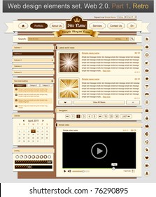 Web design set retro 1. Vector illustration