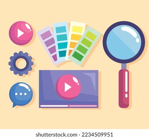 web design set six icons