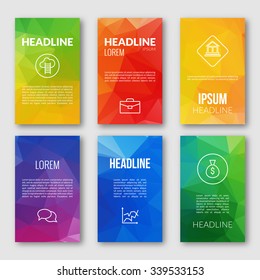 Web Design Set Template, Business triangular banners, Brochures. Mobile, Technology. Infographic Concept.  Web app design template. Mobile interface. UI template. Web UI app design.