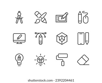 web design simple icon set. Outline editable stroke. Pixel perfect 24x24px. Isolated on a white background