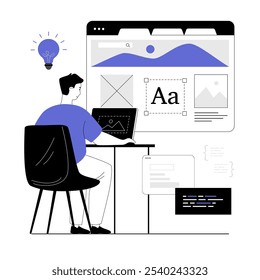 Web design studio concept. Development of graphics, pictures, brand site. UX UI design process for modern mobile application and website. Vector illustration with line people for web design.