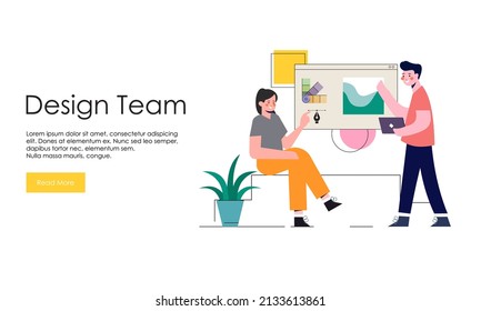 Web design studio or team working illustration
