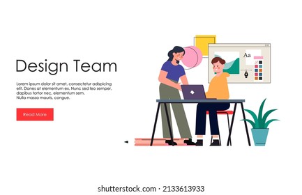Web design studio or team working illustration