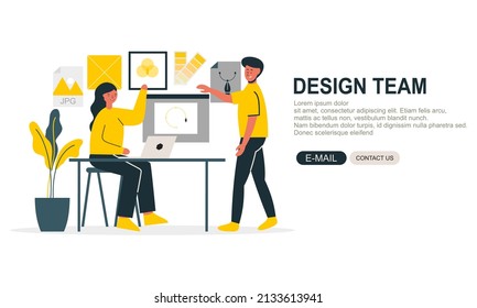 Web design studio or team working illustration