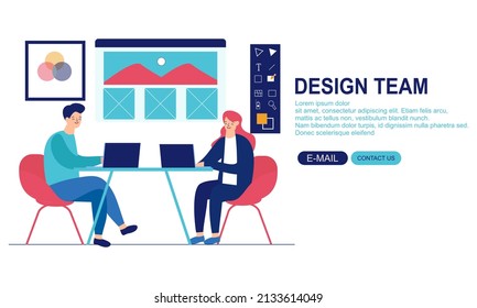 Web design studio or team working illustration