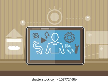 web design tablet in retro style