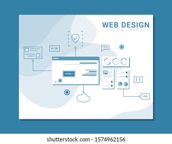Web Design, Technology Minimal Poster - Vector