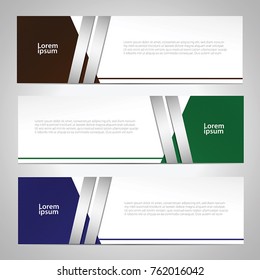 Web design template baner with silver metallic ribbon