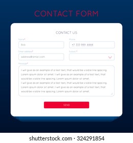 Web Design template for the development of the site: contact form or feedback form. Web design.