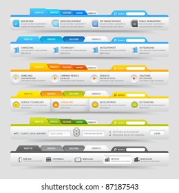 Web Design Template Elements With Icons Set: Navigation  Menu Bars
