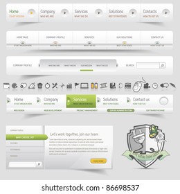 Web design template navigation set with icon set