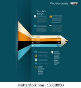 Web Design template with numbered banners and pencil ending - can be used for infographics