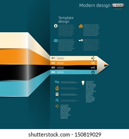 Web Design template with numbered banners and pencil ending - can be used for infographics