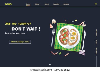 Web design template for restaurant website, attractive view, vector(Eps.10)