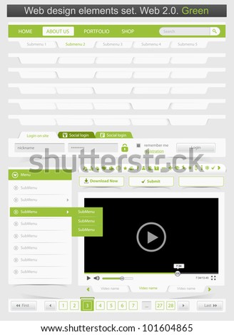 Web design template set 2.0. Vector illustration