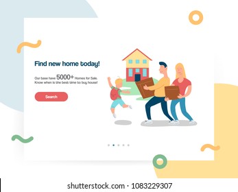 Web design template vector with family moving new house