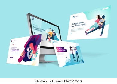 Web design template. Vector illustration concept of website design and development, app development, seo, business presentation, marketing.