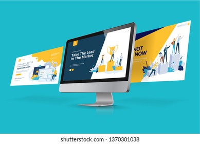 Web design template. Vector illustration concept of website design and development, app development, seo, business presentation, marketing.