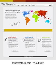 web design template with world map