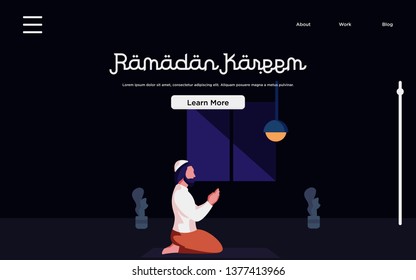 Web Design Template.Happy Ramadan Mubarak Greeting Concept