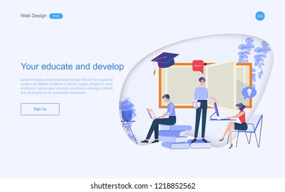 Web design templates for education development learning to optimize and learning support. Vector illustration.