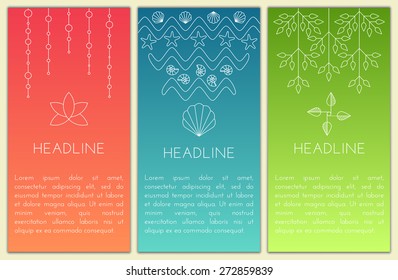 Web design templates with modern flat and line logos.