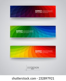 Modelos de design da Web. Conjunto de Banners com fundos multicoloridos. Ilustração Vetorial Moderna Abstrata Geométrica.