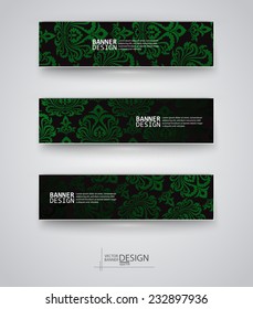 Web design templates. Set of Banners with Ornate Backgrounds. Geometric  Abstract Modern Vector Illustration.