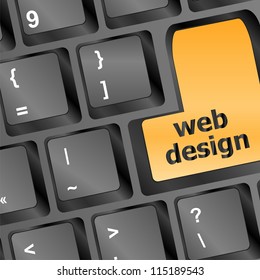 Web design text on a button keyboard