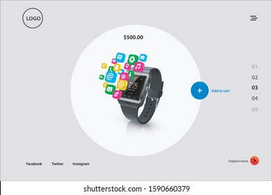 Web design that show categories of smart watches, could be useful for e-commerce website,vector(Eps.10)