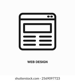 Web Design thin line icon or logo. Symbol or sign on business or finance ui theme. Vector line illustration.