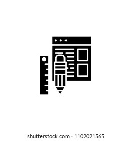 Web design tools black icon concept. Web design tools flat  vector symbol, sign, illustration.